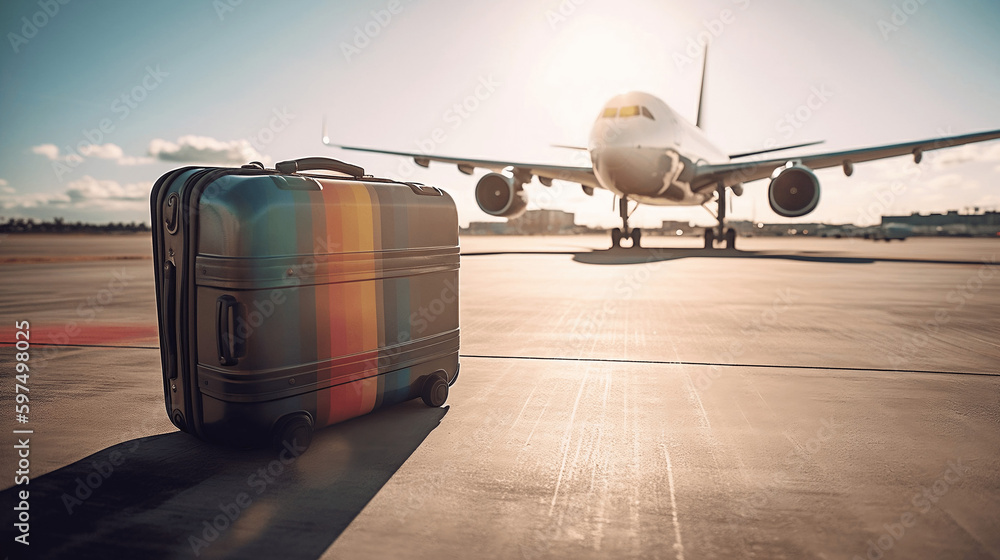 Ready to Roam: A Bright Suitcase Symbolizing Travel Dreams. Ai generative Ready to Roam: A Bright Suitcase Symbolizing Travel Dreams. Ai generative