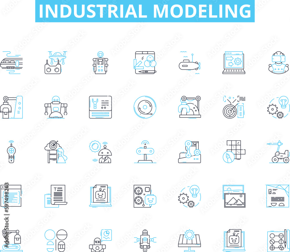 industrial modeling linear icons set. Factories, Manufacturing, Assembly, Automation, Robotics, D printing, Engineering line vector and concept signs. Machining,Simulation,Processes outline industrial modeling linear icons set. Factories, Manufacturing, Assembly, Automation, Robotics, D printing, Engineering line vector and concept signs. Machining,Simulation,Processes outline
