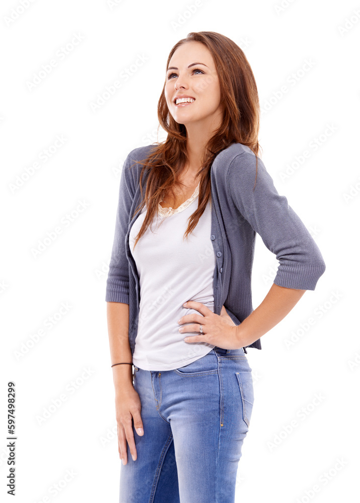 Woman is thinking about ideas, inspiration and motivation, thoughtful with smile isolated on transparent, png background. Female person pondering, wondering with questions and problem solving Woman is thinking about ideas, inspiration and motivation, thoughtful with smile isolated on transparent, png background. Female person pondering, wondering with questions and problem solving