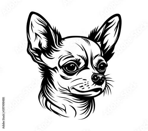 Chihuahua dog art isolated on white. Little brave hipster pet. Vector illustration.
