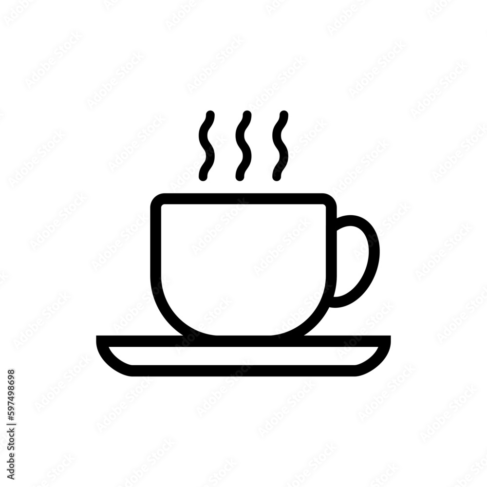 coffee cup icon outline vector illustration isolated white background