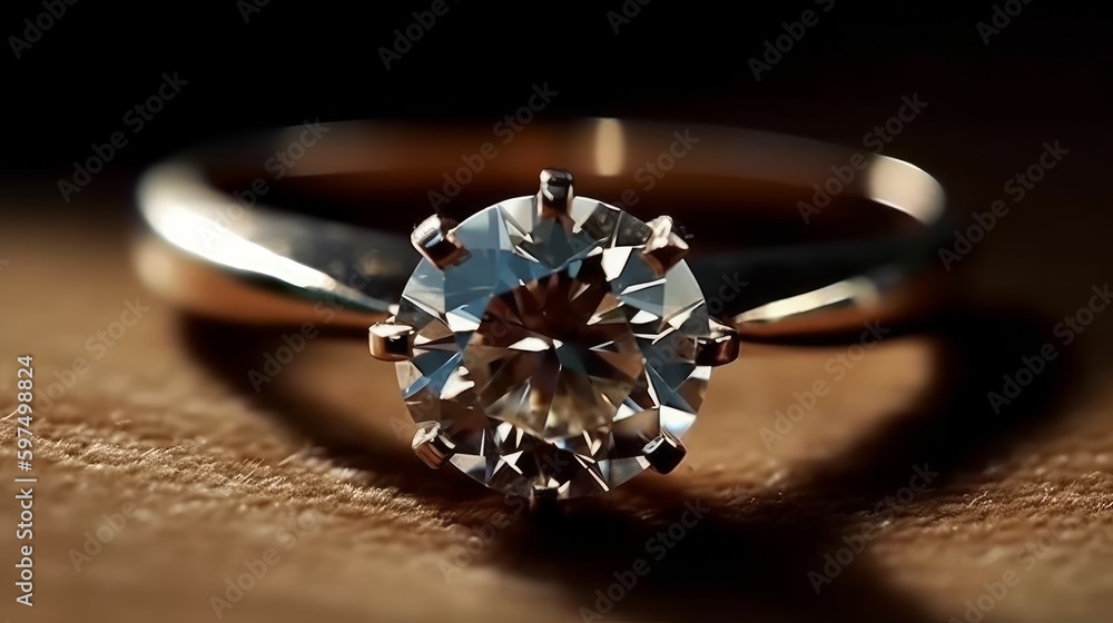 The shine of a diamond on a precious metal band. AI generated The shine of a diamond on a precious metal band. AI generated