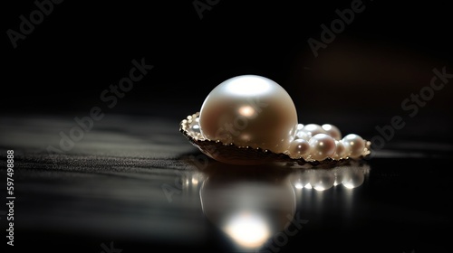 Shine of freshly polished pearl, close-up. AI generated