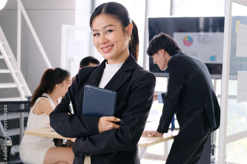 business sitting standing smiling at work business people concept. business sitting standing smiling at work business people concept.