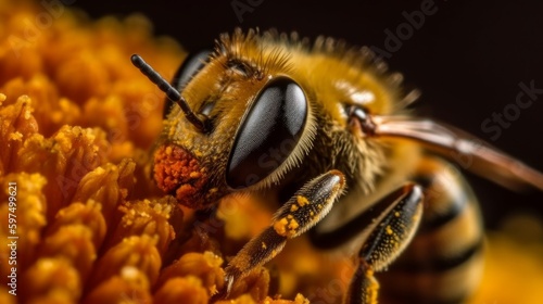 A macro view of a bees pollen basket. AI generated © ArtStage