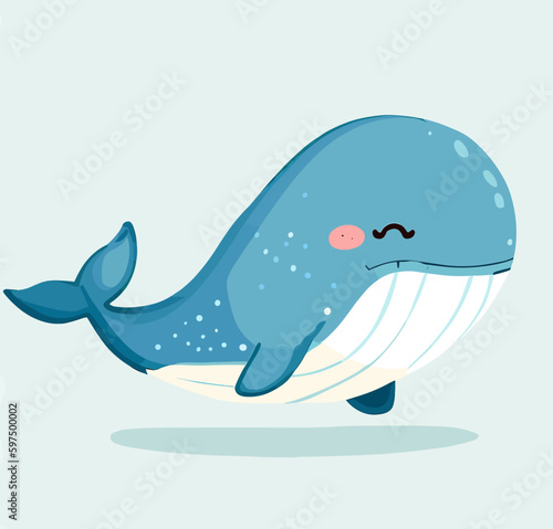 Happy little cute whale vector art