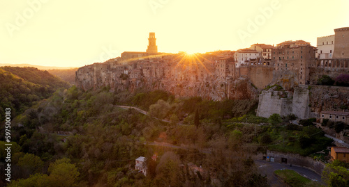 Panorama of Pitigliano town in Tuscany, Italy