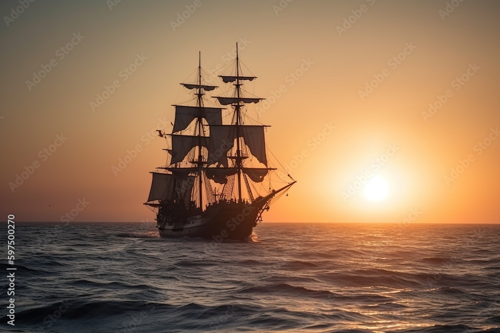 old galleon on the sea - Ai