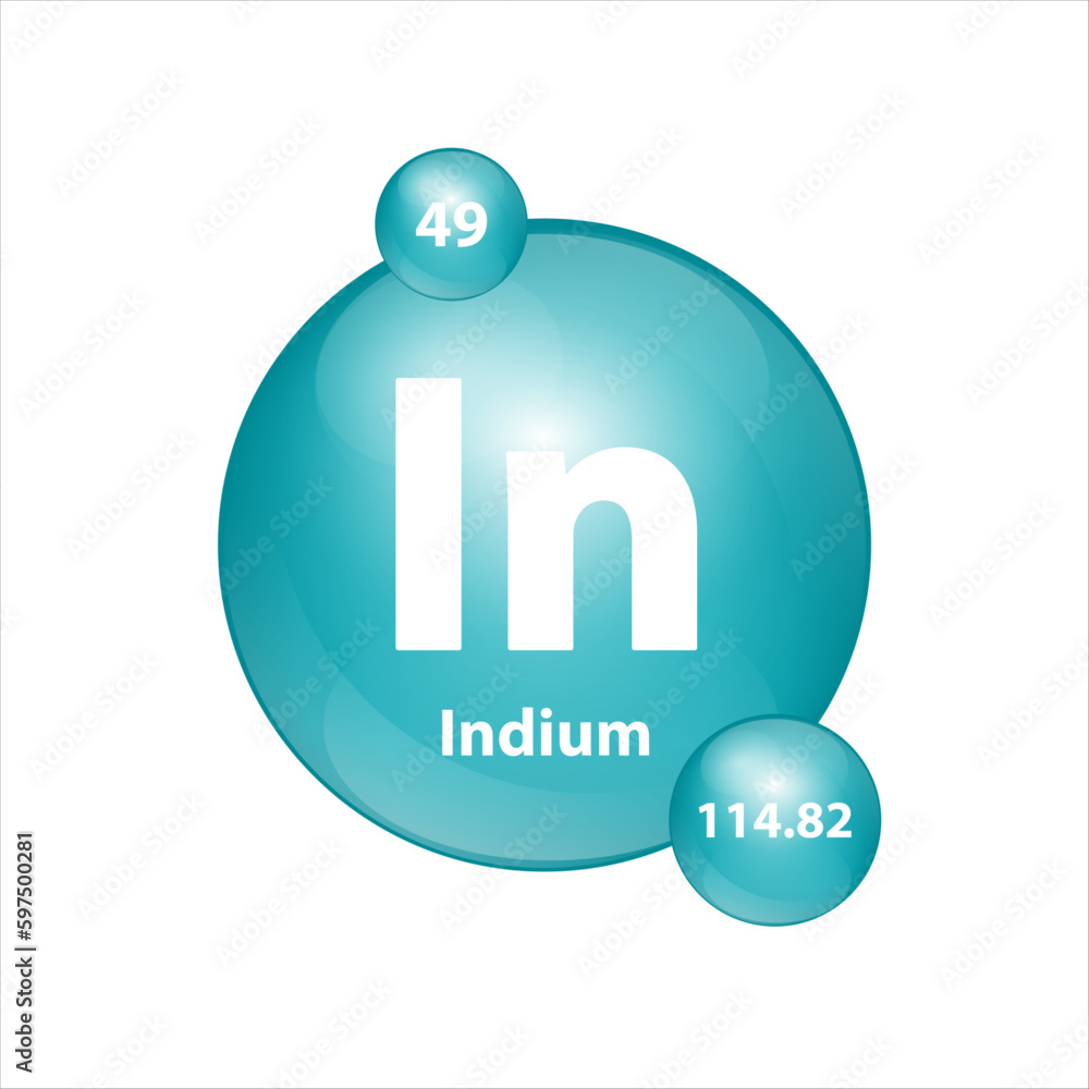 Indium (In) icon structure chemical element round shape circle green dark. Chemical element of periodic table Sign with atomic number. Study in science for education. 3D Illustration vector. Indium (In) icon structure chemical element round shape circle green dark. Chemical element of periodic table Sign with atomic number. Study in science for education. 3D Illustration vector.
