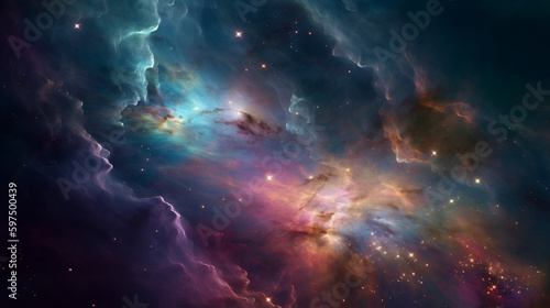 Nebula and galaxies in space. created with Generative AI © photobuay