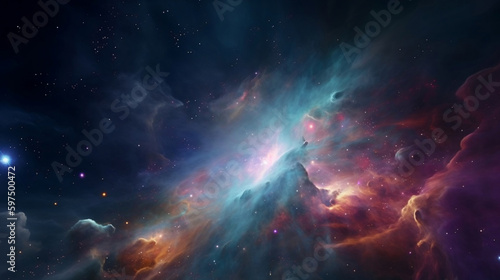 Nebula and galaxies in space. created with Generative AI