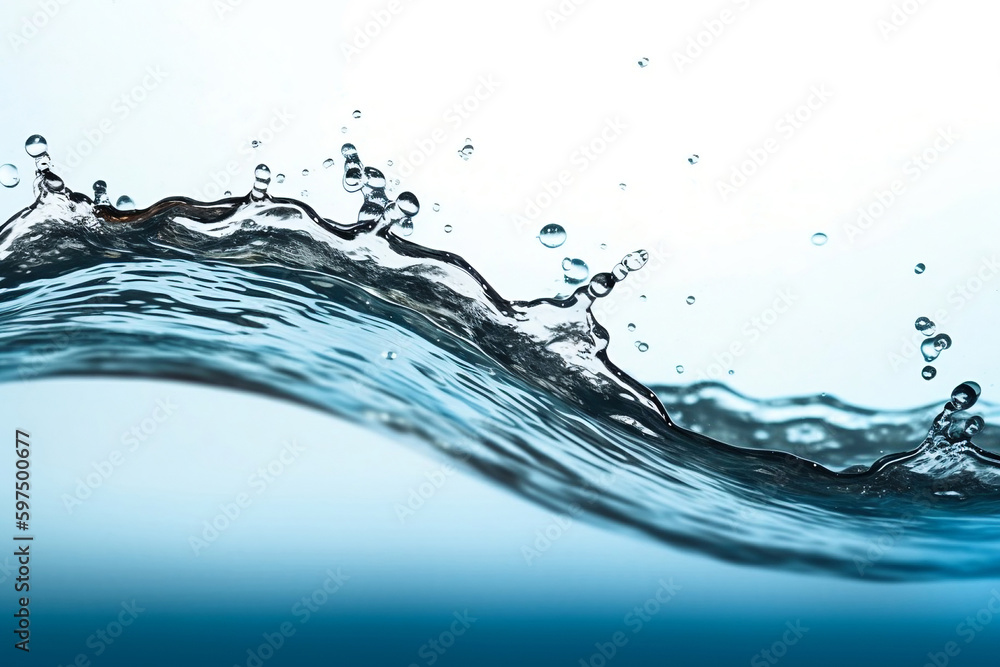 Curving Water Wave on a Blue Background. created with Generative AI Curving Water Wave on a Blue Background. created with Generative AI