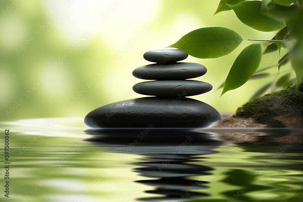 Tranquil Zen Stones Pyramid. created with Generative AI Tranquil Zen Stones Pyramid. created with Generative AI