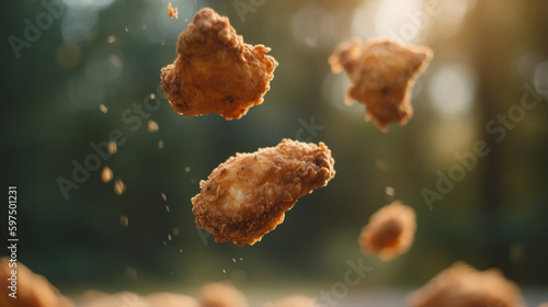 close up of fried chicken created with Generative AI technology