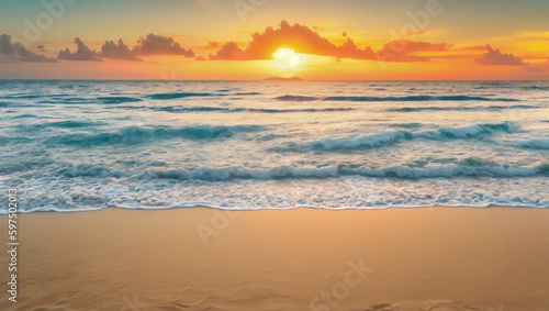 Canvas Print sunset over the beach