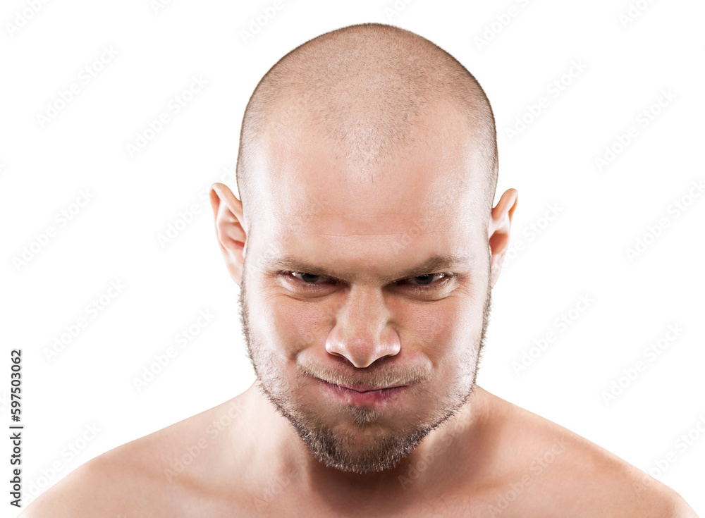 Bald scary angry man looking at the camera Bald scary angry man looking at the camera
