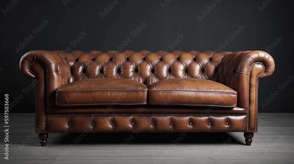 Brown soft leather luxurious sofa isolated on white background Ai generated image Brown soft leather luxurious sofa isolated on white background Ai generated image
