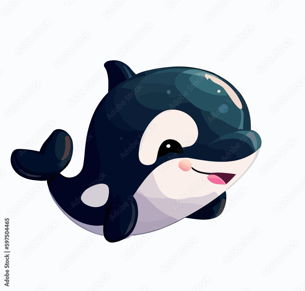 Naklejka premium Happy little cute orca killer whale vector art