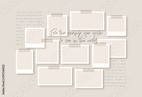 Vector photo collage template moodboard pictures grids vector illustration