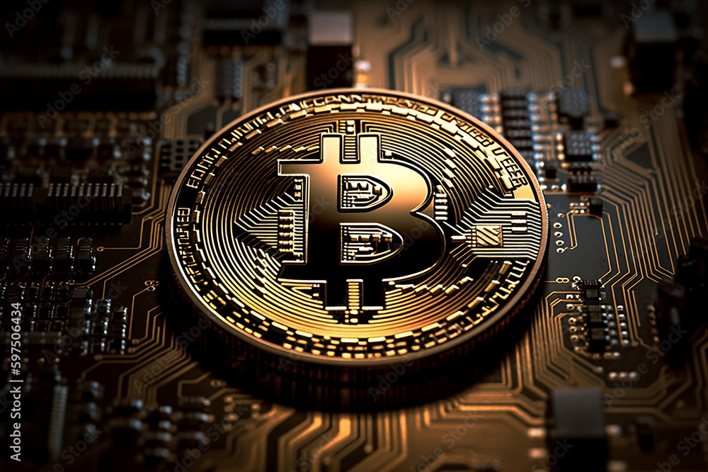 Bitcoin on Circuit Board: The Intersection of Technology and Currency. created with Generative AI Bitcoin on Circuit Board: The Intersection of Technology and Currency. created with Generative AI