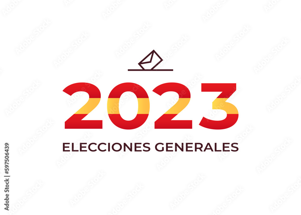 General election in Spain 2023. Text in spanish language: Elecciones generales. Banner to elect the Cortes Generales. Seats in the Senate. Vector isolated on white.