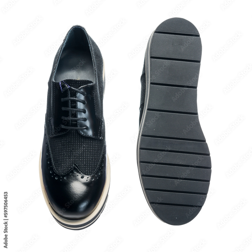 women's leather boots on a high platform, blue classic shoes with laces women's leather boots on a high platform, blue classic shoes with laces