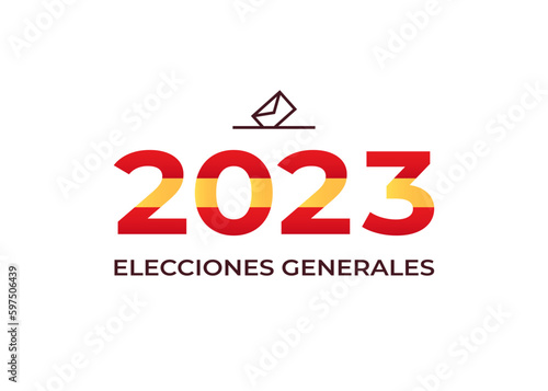 General election in Spain 2023. Text in spanish language: Elecciones generales. Banner to elect the Cortes Generales. Seats in the Senate. Vector isolated on white.