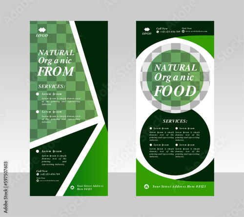 Natural Organic Form food banner design,food rollup banner design template,food rollup banner
