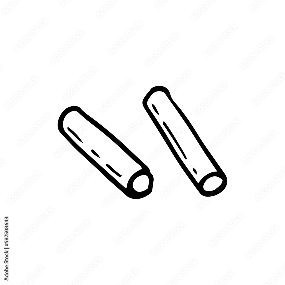 Chalk for notes doodle. Stationery chalk for writing on school board. Hand drawn vector line art illustration.
