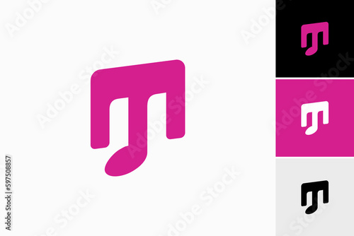 letter m with note music logo vector premium design