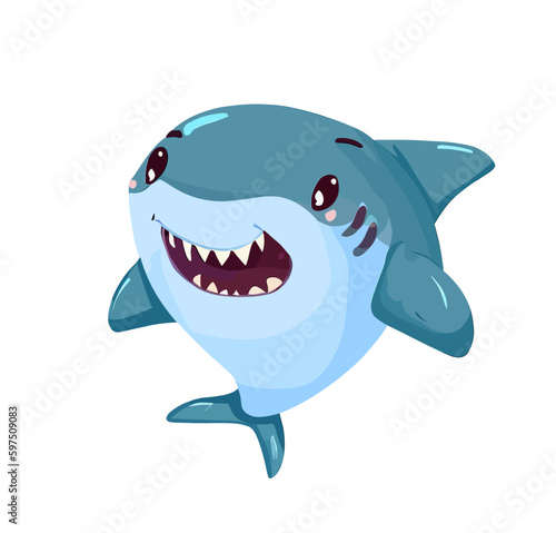 Happy little cute shark vector art
