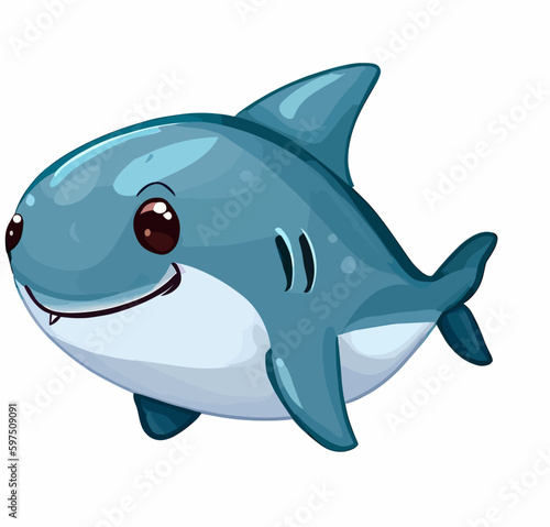 Happy little cute shark vector art