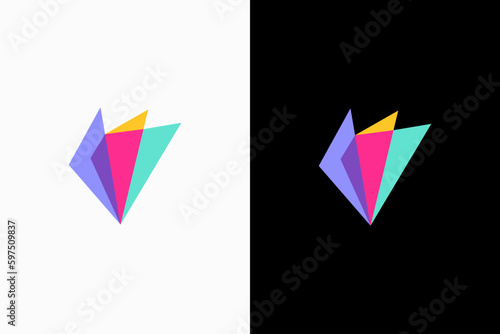 letter v overlay color logo vector design