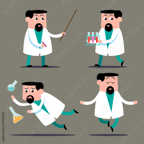 Obraz na płótnie emotion cute vector, illustration flat cartoon character set of doctor working. w salonie