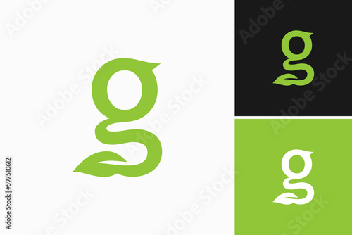 letter g with leaf logo vector premium design