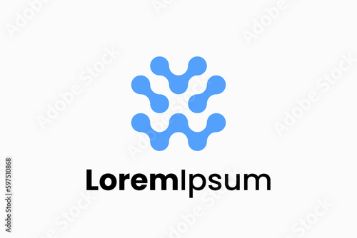 letter w with molecule logo vector premium design