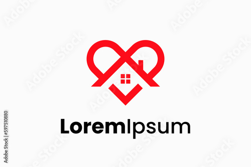 home with heart for real estate logo vector premium design