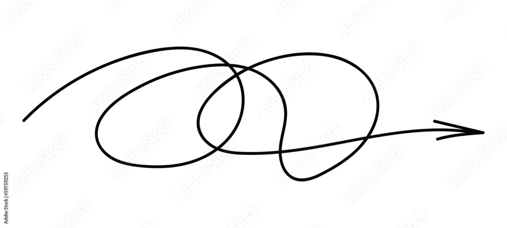 Hand drawn line spiral arrow. Vector isolated illustration Hand drawn line spiral arrow. Vector isolated illustration