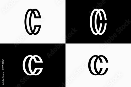 letter c or cc logo vector premium design