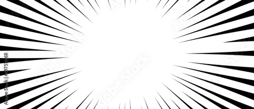 Comic book speed lines. Action lines Manga effect. Pattern of fast burst anime boom. Vector isolated illustration