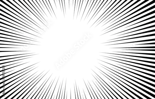 Comic book speed lines. Action lines Manga effect. Pattern of fast burst anime boom. Vector isolated illustration