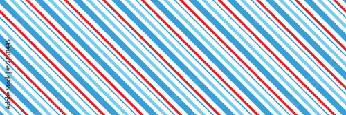  Marine style diagonal stripes pattern. Sailor, nautical blue, red and white color lines background