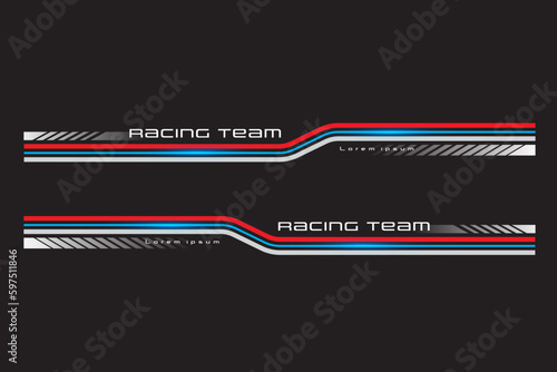 Wrap Design For Car vectors. Sports stripes, car stickers black color. Racing decals for tuning_20230428