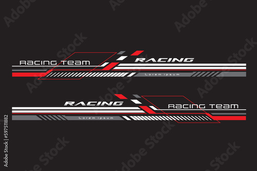 Wrap Design For Car vectors. Sports stripes, car stickers black color. Racing decals for tuning V4_20230427