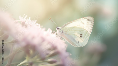 Natural background with butterfly. Illustration AI Generative.