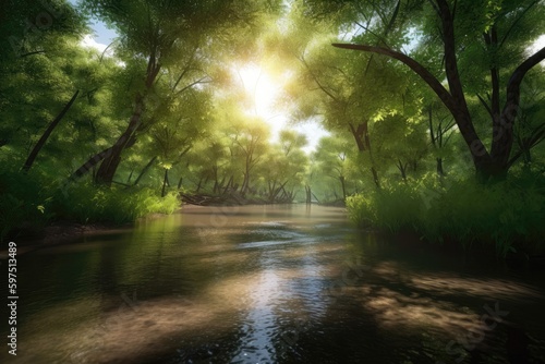 An image of a serene river meandering through Generative AI 4