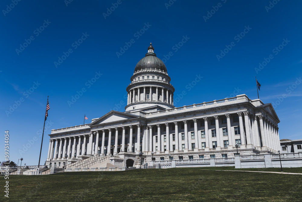 View of the State Capitol Building in Salt Lake City, Utah, USA. Soft focus