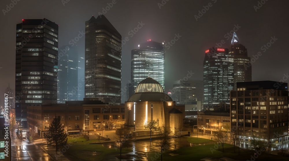 Obraz premium city skyline at night and dusk: 