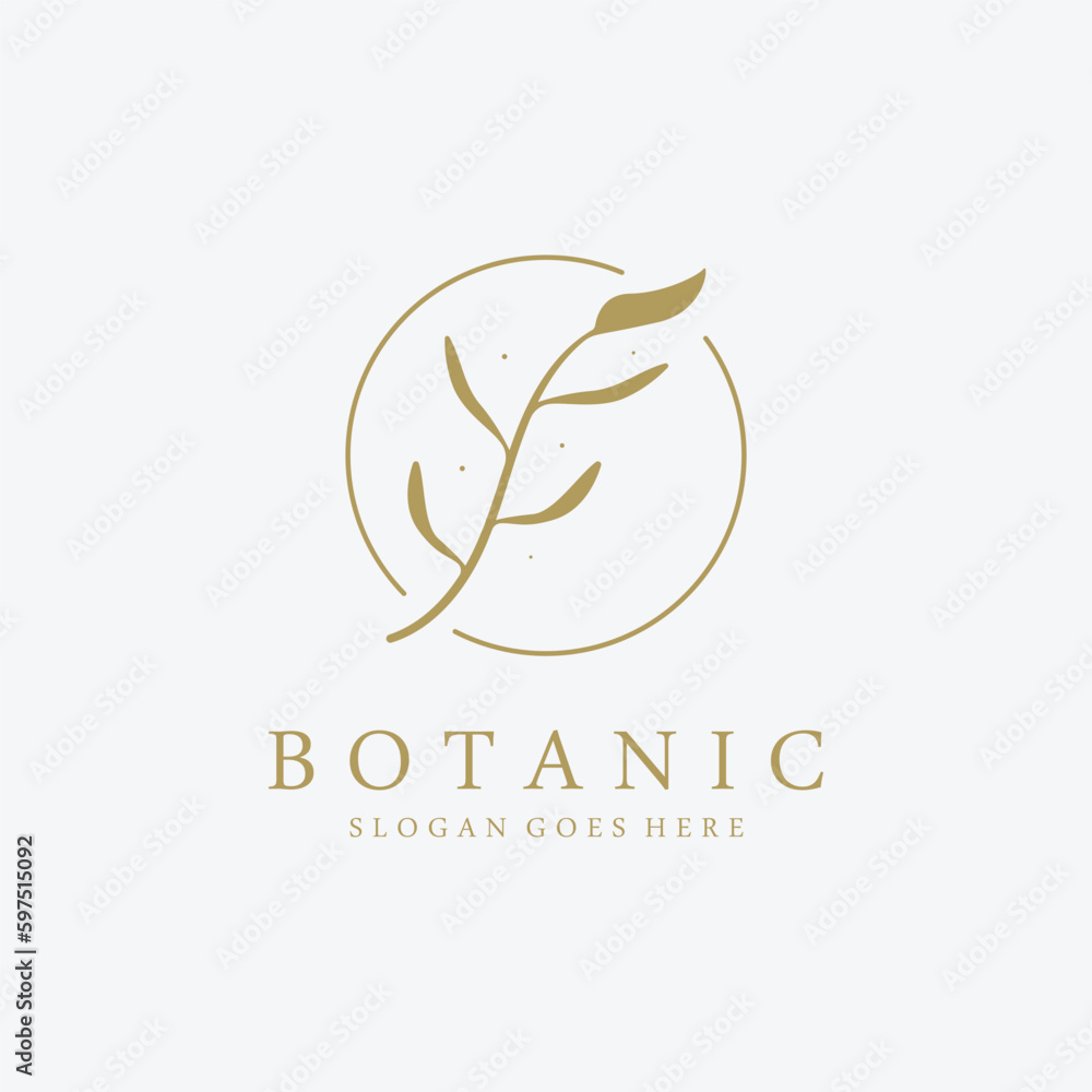 Fototapeta premium Hand Drawn Botanical Logo Concept Vector
