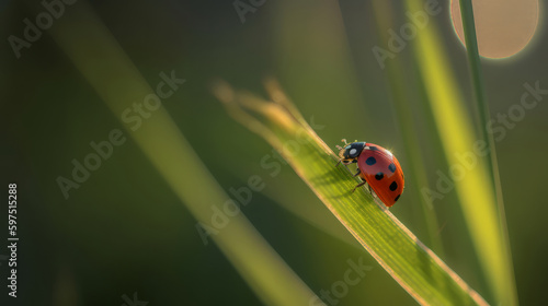 Red ladybug background. Illustration AI Generative.